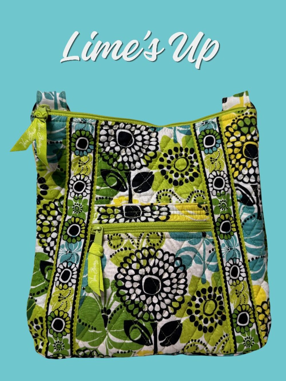 Vera Bradley Lime's Up Hipster Crossbody Bag Retired Quilted Cotton Floral